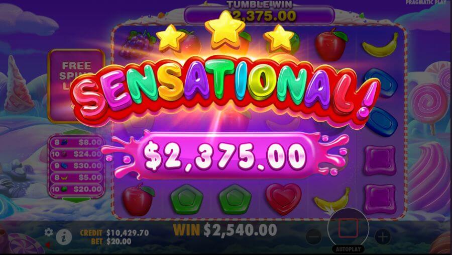 Sweet Bonanza 1000 — экран большого выигрыша Mega Win