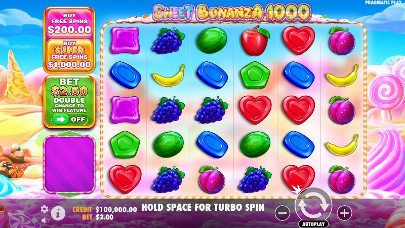 Sweet Bonanza 1000 — игровое поле со слотом